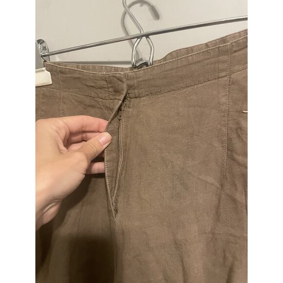 J.Jill Linen Wide Leg Crop Pants Women 12P Tan/brown Beach‎ Resort Wear - Picture 4 of 7